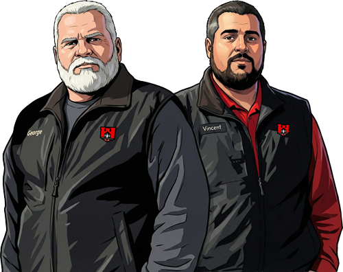 Combined illustration of George & Vincent of GNB & Sons Inspection Services.